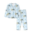 thumbnail image 1 of Balery Cartoon Turtle Conjunto de Pijama con Estampado para Mujer, Conjunto de Dos Piezas con Manga Larga, Ropa de Dormir Suave con Bolsillos, Pijamas Cómodos-Medium, 1 of 7
