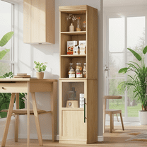 Luku 70" Tall Bathroom Storage Cabinet, Freestanding Narrow Organizer with Glass Door & Open Shelves, Waterproof Slim Cabinet for Bathroom, Kitchen, Laundry, Living Room