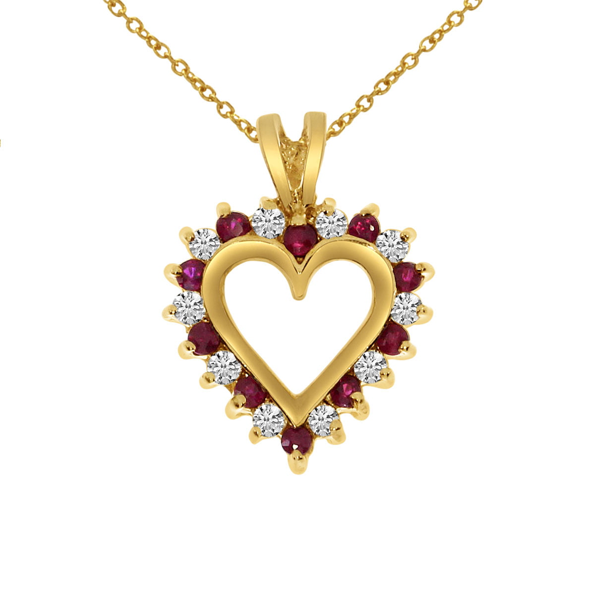 Valentine Gift Halo Style 1.00 ct Created Red Ruby 14K Black Gold Plated Heart Solitare Pendant Necklace for Women 18 16+2 Ext. 
