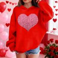 thumbnail image 4 of Sparkly Red Sequin Heart Hoodie for Girls, Oversized Teen Pullover Hoodie No Drawstring, 100% Polyester, Youth Sizes 100-160,Size 9 T, 4 of 8