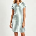 thumbnail image 3 of Iyufng Casual Dresses for Women Summer V-Neck Striped Short Sleeve Button Down Dress, 3 of 8