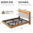 thumbnail image 2 of Honfach Queen Size Bed Frame with 2-Tier Storage Velvet Fabric Upholstered Headboard, Wooden Platform Bed Frame w/Charging Station & LED Lights,Walnut, 2 of 9