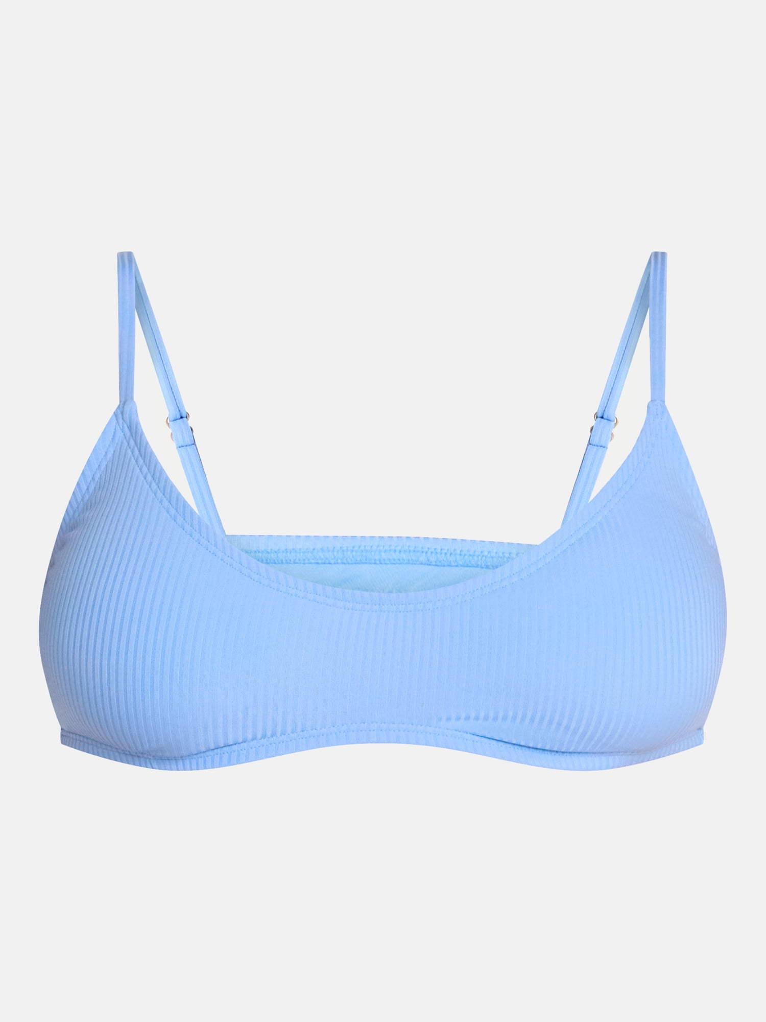 Time and Tru Women's and Women's Plus Ribbed Plunge Bralette Bikini Top, Sizes XS-2X