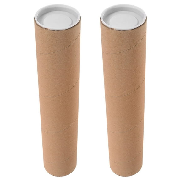 Pretyzoom 2Pcs Mailing Tubes Kraft Paper Poster Storage Tube for Documents Round Minimalist