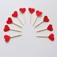 thumbnail image 5 of 30pcs Heart Shape Cake Toppers Insert Cards with Toothpick Cupcake Decorations \- Frosted Red, 5 of 10