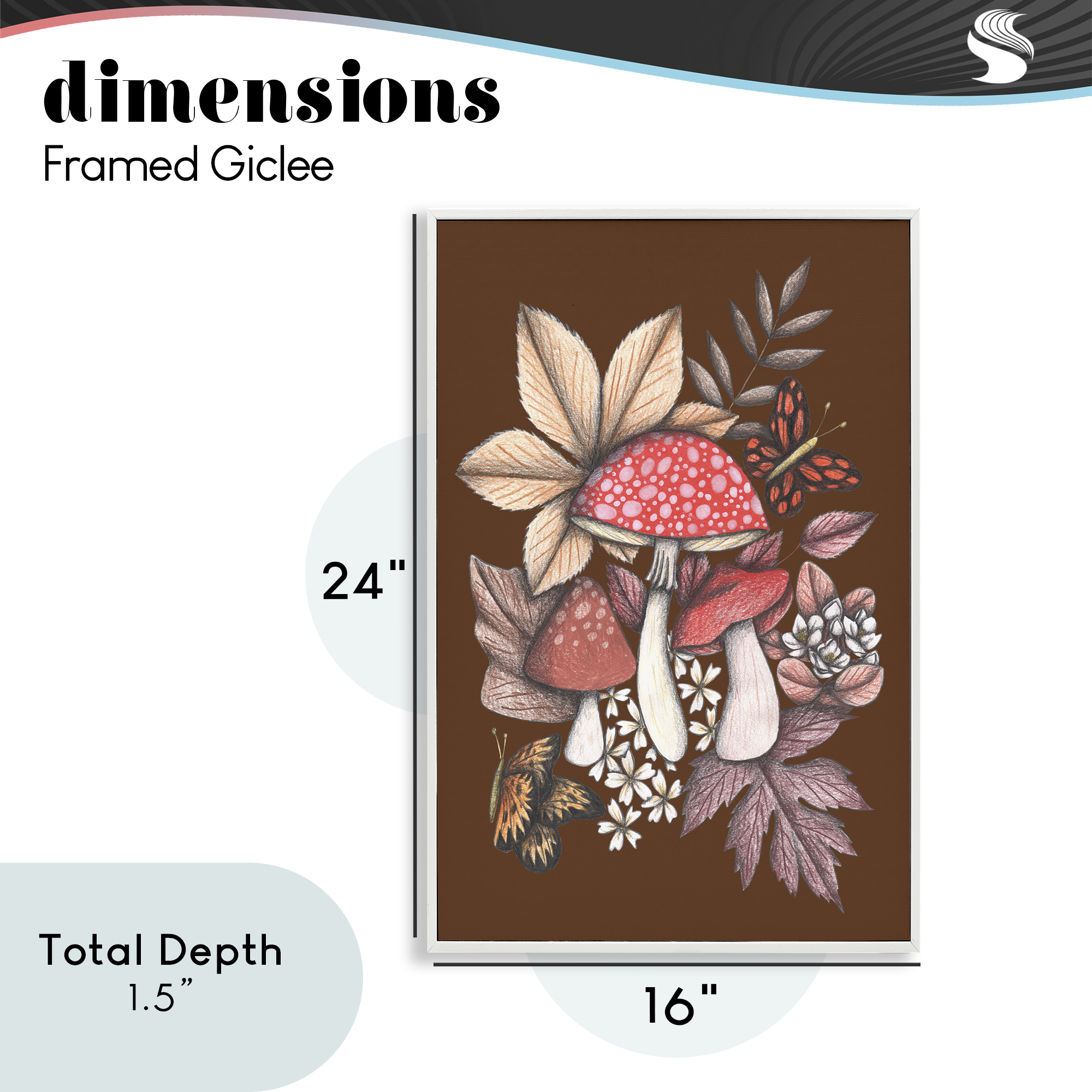 Autumnal Mushrooms Magic White Framed Giclee Art, design by Cecilia Battaini