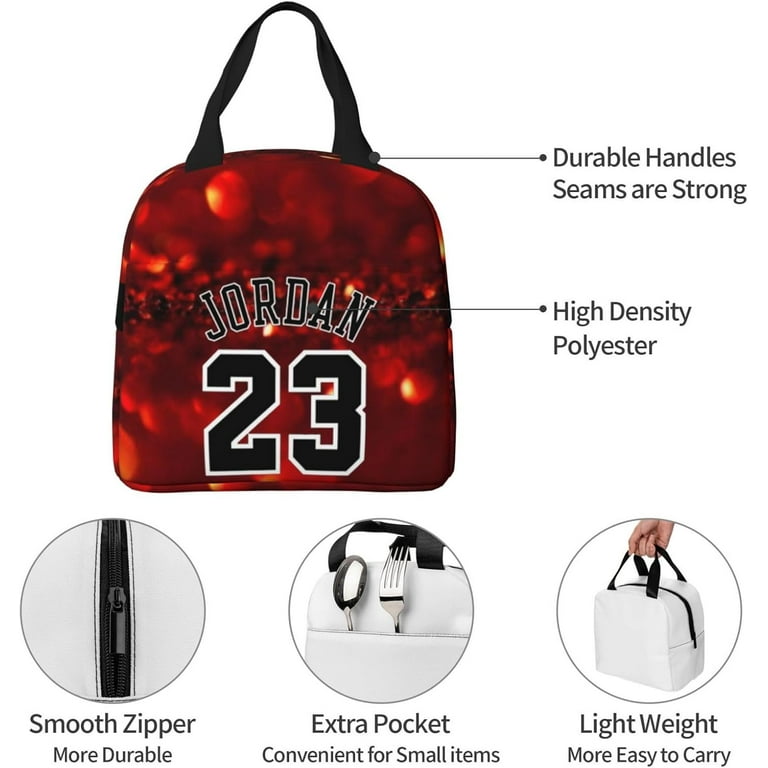 Basketball Fans 23 Jordan Lunch Bag Waterproof Cooler Tote Reusable Lunch Box Container For Work Office Travel Picnic