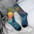 thumbnail image 5 of Gukieu Palm Trees Print Contrast Color Mid-calf Socks, Sweat-wicking Athletic Socks, Unisex Clothing Accessories, 5 of 6