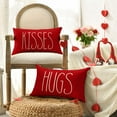 thumbnail image 3 of AVOIN Valentine''s Day Saying Throw Pillow Cover, 12 x 20 Inch Holiday Kisses Hugs XOXO Love Heart Arrow Anniversary Wedding Cushion Case Decoration for Sofa Couch Set of 4, 3 of 6
