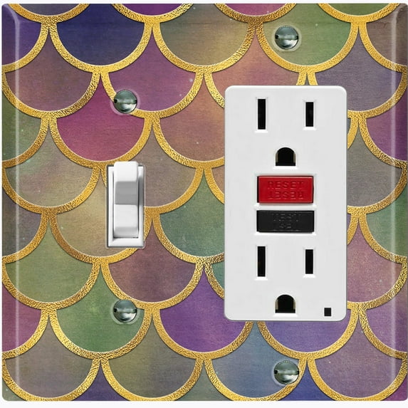 Metal Light Switch Plate Outlet Cover Mermaid Pastel MER005