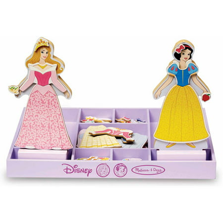 Melissa & Doug Disney Sleeping Beauty and Snow White Magnetic Dress-Up Wooden Doll Pretend Play Set