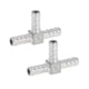 thumbnail image 1 of Accesorios para manguera de acero inoxidable 304 Unique Bargains, conector en T de 3 vías de 15/64" para aire, agua, aceite, gas, combustible, 2 piezas tono plateado, 1 of 1