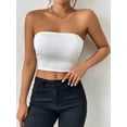 thumbnail image 3 of Womens Tube Tops Strapless Crop Tops Basic Backless Sleeveless Bandeau Going Out Cute 2025 Summer Outfits White M, 3 of 5