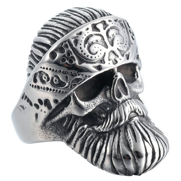 ZMY Home Stainless Steel Party Jewelry Edgy Gothic Bearded Skull Ring (11)