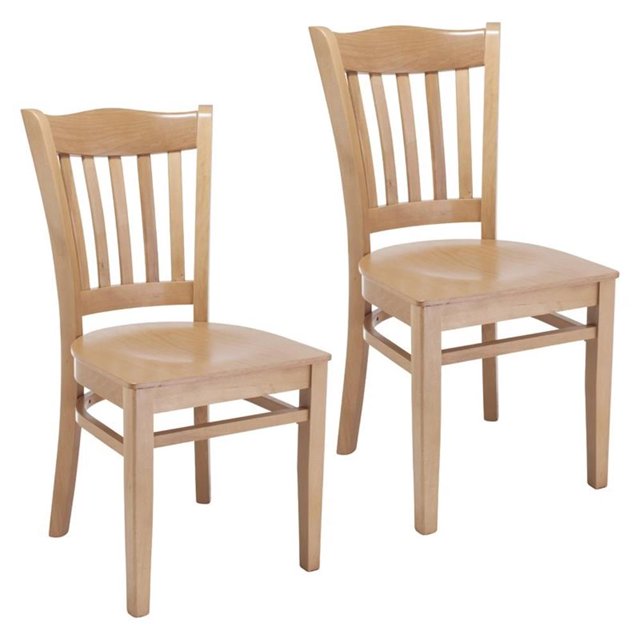 Chaise d'Appoint Hybride en Naturel avec Assise en Bois (Lot de 2)
