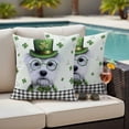 thumbnail image 4 of St. Patrick's Day Outdoor Waterproof Pillow Covers, Cute Puppy Lucky Shamrock Black Plaid Decorative Square Throw Pillowcase Sofa Cushion Sham for Patio/Couch/Chair, 26"x26" 2 Pack, 4 of 8
