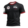 thumbnail image 2 of 250 Anniversary USA Shirt Mens Crewneck Pullover Tops Men's Tshirts Shirts Short Sleeve T Shirts America Crew Neck Tee USA 250th Anniversary Mens Tops Black XXXXL, 2 of 6