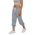 thumbnail image 2 of Womens Jogger Capris Ruffle Drawstring Waist Capris Pants Comfortable Loose Casual Cropped Trousers Gray XXL, 2 of 5