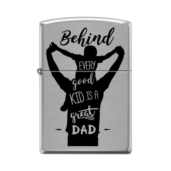 Zippo Lighter - Personalized Custom Message Engraved on Backside for Dad Father and Son Brushed Chrome #Z5138