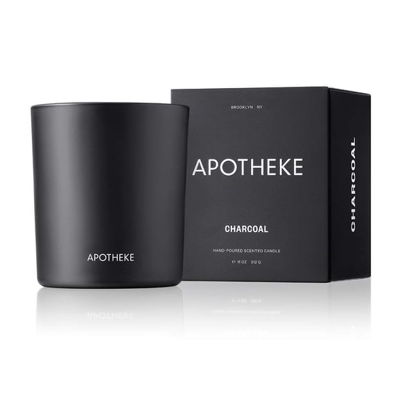 APOTHEKE Bougie en Pot Parfumée de Luxe, Charbon, 11 oz - Parfum Bois de Cèdre, Bois de Santal et Ambre, Fragrance Forte, Aromathérapie, Longue Durée, Versée à la Main aux É.-U., Cire de Soya