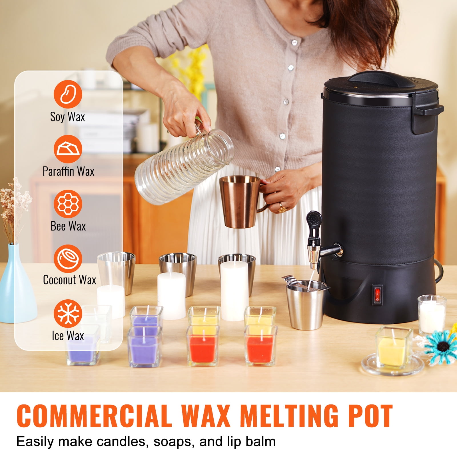 KFFKFF Wax Melter for Candle Making 10Liter Electric Pot Commercial or Home Use