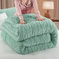 thumbnail image 4 of Aisbo Sherpa Winter Comforter, Reversible Flannel Blanket, 3D Jacquard Design, Warm & Cozy, Full Size, 4 of 6
