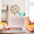thumbnail image 3 of Gold Cake Topper Acrylic Happy Birthday Flower Dessert Toppers, 3 of 6