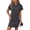 Dark Gray, variant on Women's Ribbed Striped Short Sleeve Mini Tee Dress 65% rayon 35% polyester Opaque Pocketed Moderate Stretch Comfort
