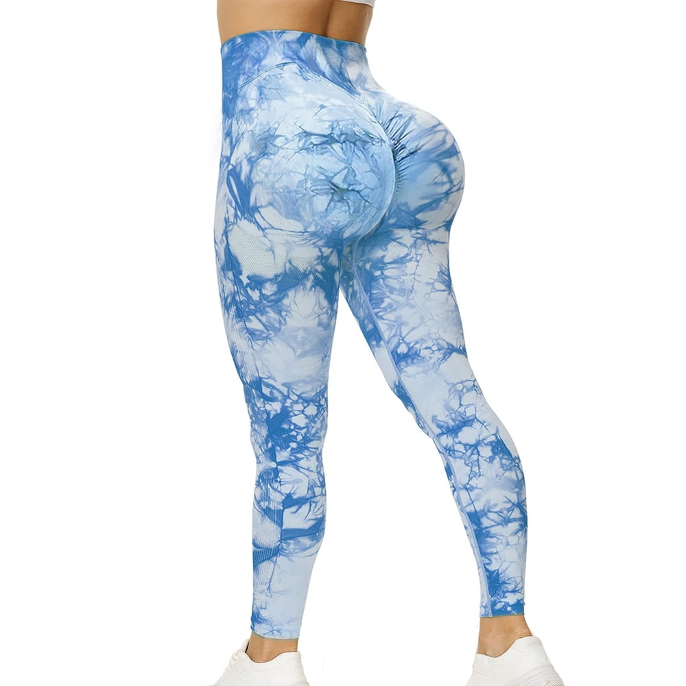 Ilfioreemio Tie Dye Seamless Leggings for Women High Waist Yoga Pants,  Scrunch Butt Lifting Elastic Tights 