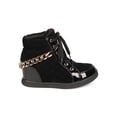 thumbnail image 2 of Fahrenheit EH77 Women Mixed Media Quilted Lace Up Chained Hidden Wedge Sneaker, 2 of 6
