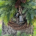 thumbnail image 4 of 17 Inch Christmas Wreaths for Front Door-Farmhouse Xmas Tree Hanging Garland Artificial Pinecones Wreaths Winter Home Decor Rattan Wreaths Golden Bell Wreath, 4 of 7