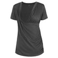 thumbnail image 2 of Ecavus Women's Maternity Nursing Tops Short Sleeve V-Neck T-Shirts 3-Pack Black Dark-Grey Claret-Red L, 2 of 4