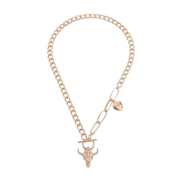 Collar Corazón Cabeza de Toro Colgante Gótico Empalme Collar para Hombre Mujer
