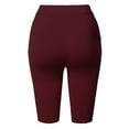 thumbnail image 3 of A2Y Women's Basic Yoga Polyester Mid Thigh High Rise Biker Bermuda Shorts Burgundy L, 3 of 5