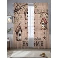 thumbnail image 2 of Sweet Home Sheer Curtains 96 Inch Length 2 Panels Set Window Treatments, Western Stars Bird Houses Brown Wooden Grain Rod Pocket Semi Curtains for Living Room/Bedroom/Kitchen Décor, 104"W x 96"L, 2 of 7