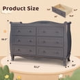 thumbnail image 2 of ANPOO Sleigh Style Baby Diaper Changing Table, 6 Drawer Storage Organizer, Baby Dresser with Changing Table Top, Convertible Nursery Dresser Chest of Drawers, Wood Dresser for Kids Bedroom, Grey, 2 of 10