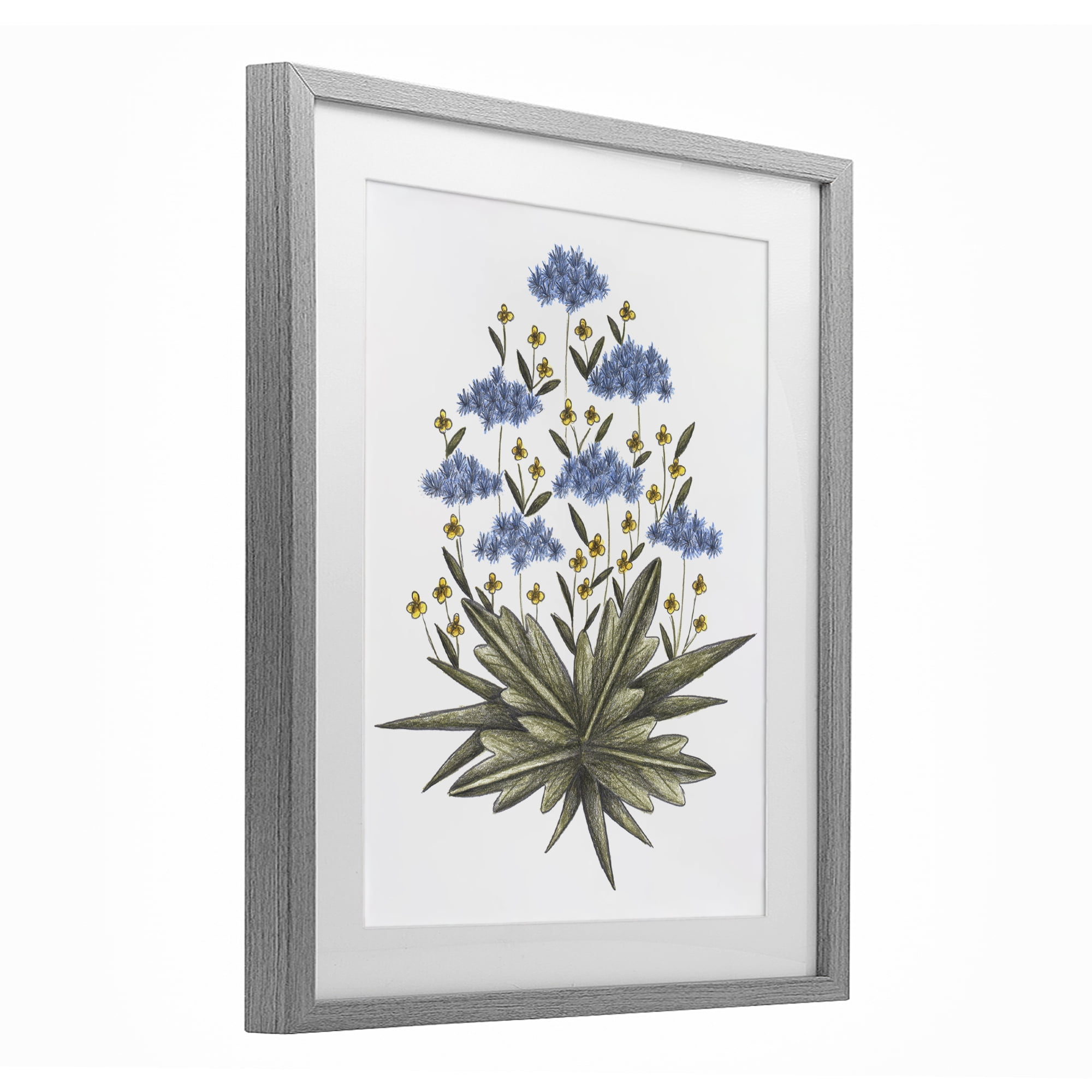 Where Wild Flowers Bloom Gray Framed Print Under Glass, design by Cecilia Battaini