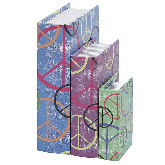 Wood Canvas Book Box Set 3 12", 9", 7 41032