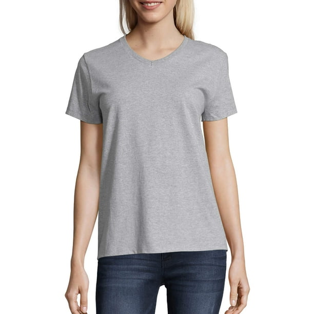Hanes Hanes Women's Relaxed Fit Authentic Essentials Short Sleeve V