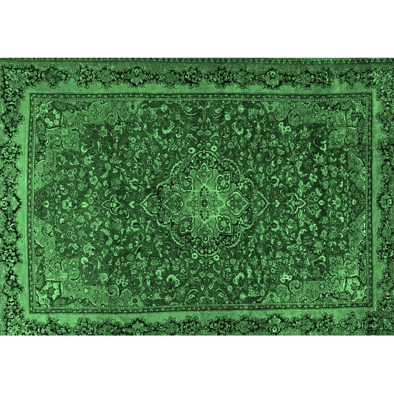Ahgly Company Indoor Rectangle Persian Emerald Green Traditional Area Rugs, 6' x 9'