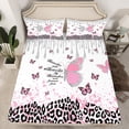 thumbnail image 2 of jejeloiu Cartoon Cute Butterfly Full Size Sheets,Leopard Cheetah Pattern Bed Sheets,Pink Sequin Print Sheet Sets For Kids,Microfiber Bedroom Decor,4-Piece, 2 of 7