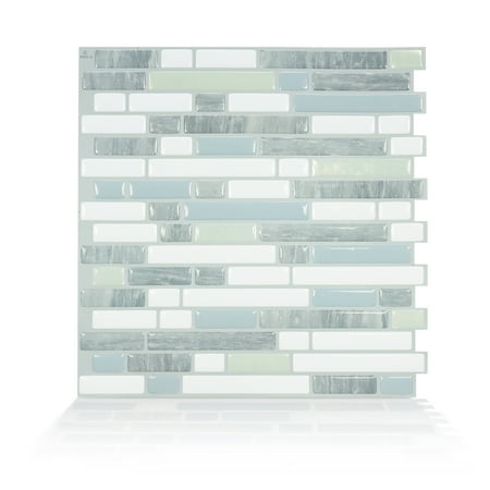 Boxes Porcelain Mosaic Tiles - Smart Tiles 10.06 in x 10 in Peel and Stick Self-Adhesive Mosaic Backsplash Wall Tile - Bellagio Costa (each)