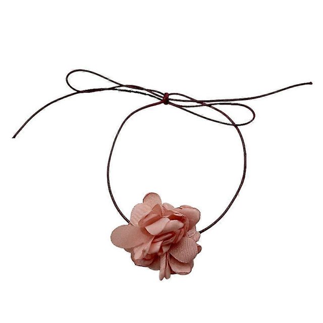 Choker Necklace Pink Flower Collar Necklace Exaggerated Big Flower Rope Chain---Product code 52953