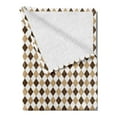 thumbnail image 2 of Vintage Soft Flannel Fleece Throw Blanket, Geometric Motif in Earth Tones with Repeating Rhombuses Argyle, Cozy Plush for Indoor and Outdoor Use, 50" x 60", Chocolate Sand Brown, by Ambesonne, 2 of 5