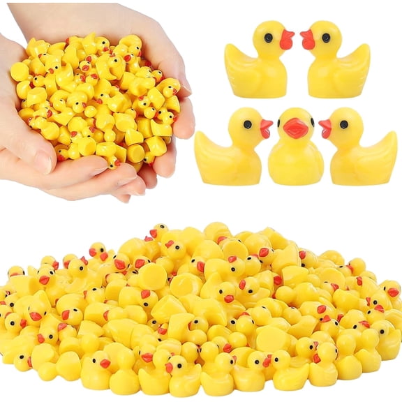 90PCS Miniature Yellow Resin Ducks Figurines Bulk for Dollhouse Garden Aquarium Decor Accessories