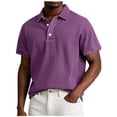 thumbnail image 2 of Afuyipoi Men's T - Shirt, Solid Color Button Lapel Short Sleeve Casual Tees Pink 4XL, 2 of 8