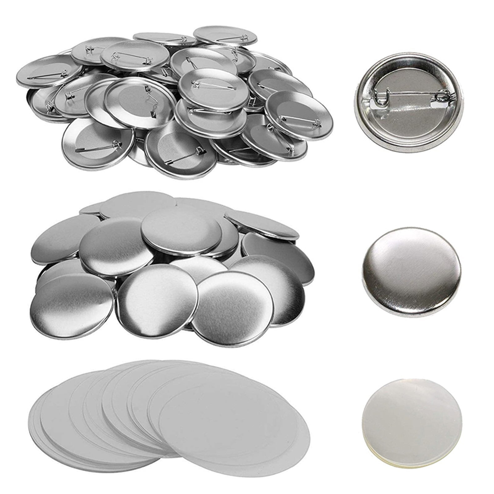 Button Pins Blank Badge Making Parts Pin Button Maker Machine 25/32/44/58mm 100Sets Consumables Badge Machine DIY Blank Materials Badge Accessories ,Easy Pressing