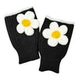 thumbnail image 4 of CUZIBR Mittens For Women Cute Cartton Flower Embroidery Knitted Mittens Fingerless Cozy Warm Fuzzy Lined Glove For Cycling Running Outdoor Activities, 4 of 4