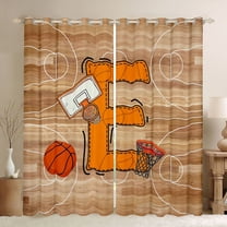 Homewish Initial E Letter Black Out Curtains for Teen, Basketball Sports Lover Curtains Pack of 2 (42x63 Each), Cartoon Ball Player Bedroom Curtains, Black Out Curtains Decor
