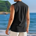 thumbnail image 4 of Tank Top for Men 2024 Sleeveless Muscle Tee Shirts Summer Tops Leisure Henley Shirts Stand-Up Button Collar Plain Vest Father's Day Casual Basic T Shirt Blouse Tops, 4 of 7